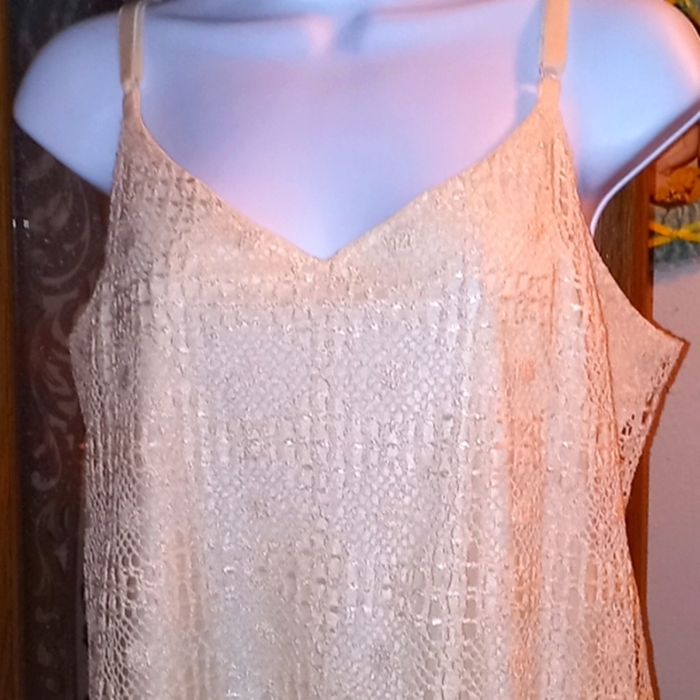 Vintage,1970's, Like New, Cream Colored, Crocheted, Midi Dress